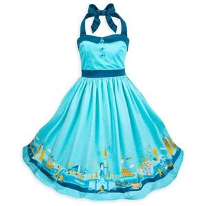 NWOT Walt Disney World Blue Halter Dress Sz M